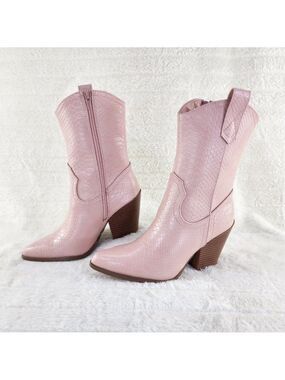 Dusty Pink Western Cowgirl Cow Boy Ankle Boots Slayer